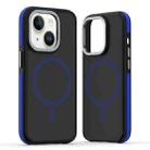For iPhone 15 Plus Dual-Color Skin Feel MagSafe Phone Case(Black Blue) - 1