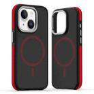 For iPhone 15 Dual-Color Skin Feel MagSafe Phone Case(Black Red) - 1