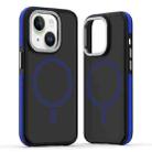 For iPhone 14 Plus Dual-Color Skin Feel MagSafe Phone Case(Black Blue) - 1