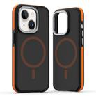 For iPhone 14 Plus Dual-Color Skin Feel MagSafe Phone Case(Black Orange) - 1