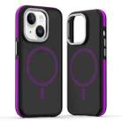 For iPhone 14 / 13 Dual-Color Skin Feel MagSafe Phone Case(Black Purple) - 1