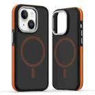 For iPhone 14 / 13 Dual-Color Skin Feel MagSafe Phone Case(Black Orange) - 1