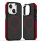 For iPhone 14 / 13 Dual-Color Skin Feel MagSafe Phone Case(Black Red) - 1