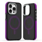 For iPhone 14 Pro Dual-Color Skin Feel MagSafe Phone Case(Black Purple) - 1