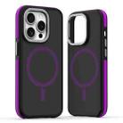 For iPhone 14 Pro Max Dual-Color Skin Feel MagSafe Phone Case(Black Purple) - 1