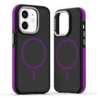 For iPhone 11 Dual-Color Skin Feel MagSafe Phone Case(Black Purple) - 1