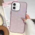 For iPhone 16 3D Heart IMD Hybrid TPU Phone Case(Purple) - 1