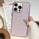 For iPhone 15 Pro Max 3D Heart IMD Hybrid TPU Phone Case(Purple) - 1