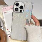 For iPhone 15 Pro Max 3D Heart IMD Hybrid TPU Phone Case(White) - 1