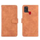 For Samsung Galaxy A21s Solid Color Skin Feel Magnetic Buckle Horizontal Flip Calf Texture PU Leather Case with Holder & Card Slots & Wallet(Brown) - 2