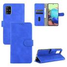 For Samsung Galaxy A51 Solid Color Skin Feel Magnetic Buckle Horizontal Flip Calf Texture PU Leather Case with Holder & Card Slots & Wallet(Blue) - 1