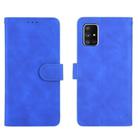 For Samsung Galaxy A71 5G Solid Color Skin Feel Magnetic Buckle Horizontal Flip Calf Texture PU Leather Case with Holder & Card Slots & Wallet(Blue) - 1