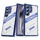 For Samsung Galaxy S25 Ultra 5G Plating Holder PC Hybrid TPU Phone Case(Navy Blue) - 1