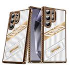 For Samsung Galaxy S25 Ultra 5G Plating Holder PC Hybrid TPU Phone Case(Desert Gold) - 1
