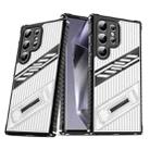 For Samsung Galaxy S25 Ultra 5G Plating Holder PC Hybrid TPU Phone Case(Transparent Black) - 1