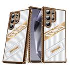 For Samsung Galaxy S24 Ultra 5G Plating Holder PC Hybrid TPU Phone Case(Desert Gold) - 1