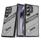 For Samsung Galaxy S24 Ultra 5G Plating Holder PC Hybrid TPU Phone Case(Gray Black) - 1