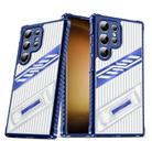 For Samsung Galaxy S23 Ultra 5G Plating Holder PC Hybrid TPU Phone Case(Navy Blue) - 1
