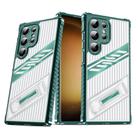For Samsung Galaxy S23 Ultra 5G Plating Holder PC Hybrid TPU Phone Case(Dark Green) - 1