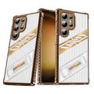 For Samsung Galaxy S23 Ultra 5G Plating Holder PC Hybrid TPU Phone Case(Desert Gold) - 1