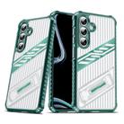 For Samsung Galaxy S24 FE 5G Plating Holder PC Hybrid TPU Phone Case(Dark Green) - 1