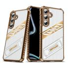 For Samsung Galaxy S24 FE 5G Plating Holder PC Hybrid TPU Phone Case(Desert Gold) - 1