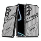 For Samsung Galaxy S24 FE 5G Plating Holder PC Hybrid TPU Phone Case(Gray Black) - 1
