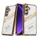 For Samsung Galaxy S23 FE 5G Plating Holder PC Hybrid TPU Phone Case(Desert Gold) - 1
