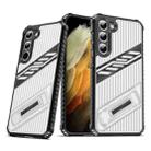 For Samsung Galaxy S23 5G Plating Holder PC Hybrid TPU Phone Case(Transparent Black) - 1