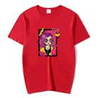 Purple Hair Girl Printed Round Neck Modal Short Sleeve T-shirt Print On Your Demand, Size:S(Red) - 1