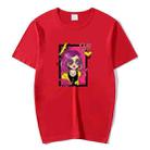 Purple Hair Girl Printed Round Neck Modal Short Sleeve T-shirt Print On Your Demand, Size:M(Red) - 1