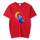 Moon Wolf Printed Round Neck Modal Short Sleeve T-shirt Print On Your Demand, Size:XXL(Red) - 1