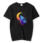 Moon Wolf Printed Round Neck Modal Short Sleeve T-shirt Print On Your Demand, Size:XXXXL(Black) - 1