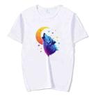 Moon Wolf Printed Round Neck Modal Short Sleeve T-shirt Print On Your Demand, Size:XXXXXL(White) - 1