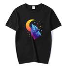 Moon Wolf Printed Round Neck Modal Short Sleeve T-shirt Print On Your Demand, Size:XXXXXL(Black) - 1