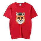 Gentleman Fox Printed Round Neck Modal Short Sleeve T-shirt Print On Your Demand, Size:M(Red) - 1