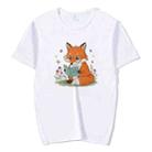Reading Fox Printed Round Neck Modal Short Sleeve T-shirt Print On Your Demand, Size:XL(White) - 1