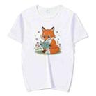 Reading Fox Printed Round Neck Modal Short Sleeve T-shirt Print On Your Demand, Size:XXL(White) - 1