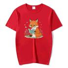 Reading Fox Printed Round Neck Modal Short Sleeve T-shirt Print On Your Demand, Size:XXL(Red) - 1