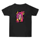 Purple Hair Girl Printed Summer Baggy Cotton Short Sleeve T-shirt Print On Your Demand, Size:XXL(Black) - 1