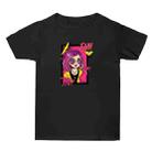 Purple Hair Girl Printed Summer Baggy Cotton Short Sleeve T-shirt Print On Your Demand, Size:XXXL(Black) - 1