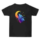 Moon Wolf Printed Summer Baggy Cotton Short Sleeve T-shirt Print On Your Demand, Size:L(Black) - 1