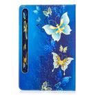 For Samsung Galaxy Tab S8 / Galaxy Tab S7 T870 Colored Drawing Pattern Horizontal Flip Leather Case with Holder & Card Slots & Wallet(Golden Butterfly) - 2