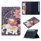 For Samsung Galaxy Tab S8 / Galaxy Tab S7 T870 Colored Drawing Pattern Horizontal Flip Leather Case with Holder & Card Slots & Wallet(Flower Elephant) - 1