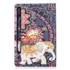 For Samsung Galaxy Tab S8 / Galaxy Tab S7 T870 Colored Drawing Pattern Horizontal Flip Leather Case with Holder & Card Slots & Wallet(Flower Elephant) - 3