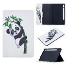 For Samsung Galaxy Tab S8 / Galaxy Tab S7 T870 Colored Drawing Pattern Horizontal Flip Leather Case with Holder & Card Slots & Wallet(Panda Bamboo) - 1