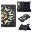 For Samsung Galaxy Tab S8 / Galaxy Tab S7 T870 Colored Drawing Pattern Horizontal Flip Leather Case with Holder & Card Slots & Wallet(Semicircular Butterfly) - 1