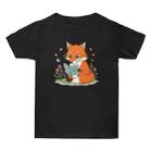 Reading Fox Printed Summer Baggy Cotton Short Sleeve T-shirt Print On Your Demand, Size:L(Black) - 1