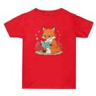 Reading Fox Printed Summer Baggy Cotton Short Sleeve T-shirt Print On Your Demand, Size:L(Red) - 1