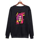 Purple Hair Girl Printed Casual Loose Round Neck Sweatshirt Print On Your Demand, Size:S(Black) - 1